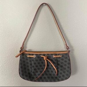 Dooney & Bourke Gray and Tan Mini Bag with Monogram Pattern